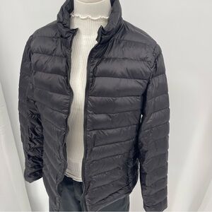 Ultra Light Weight Packable Down Feather Classic Puffer Jacket Women's L Black
